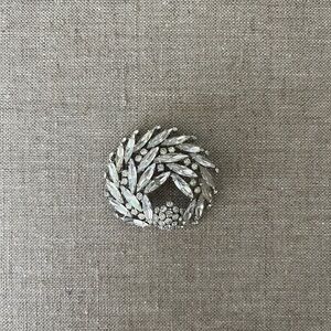 Vintage Sherman crystal feather brooch